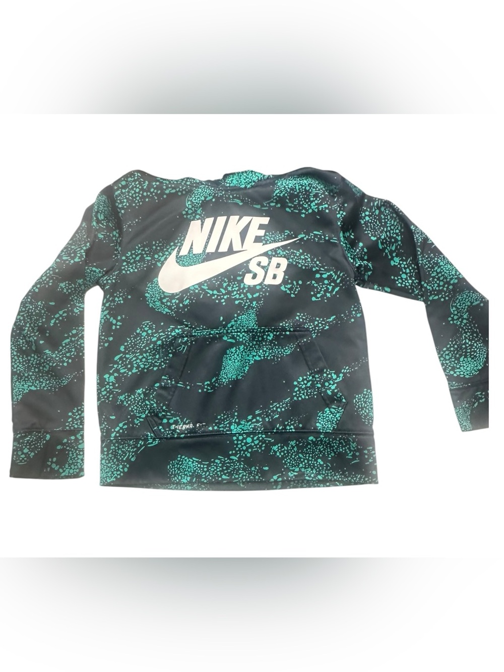 Title: Nike SB Therma-FIT Youth Hoodie Size S 8-10 Black Teal Skate Pullover Swe
